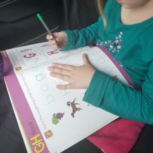 Girl doing school work